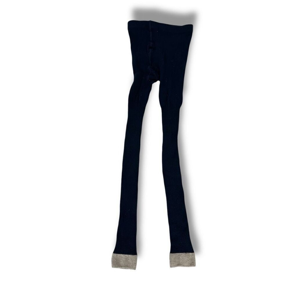 Mini Boden Girls Footless Tights size 6-7 Navy Silver